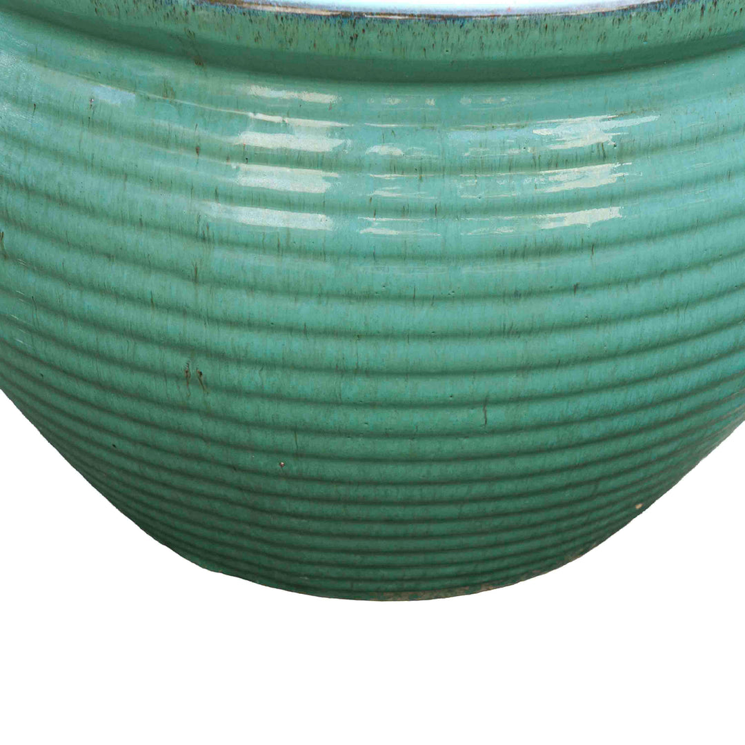 Wide Sea Green Ceramic Pot