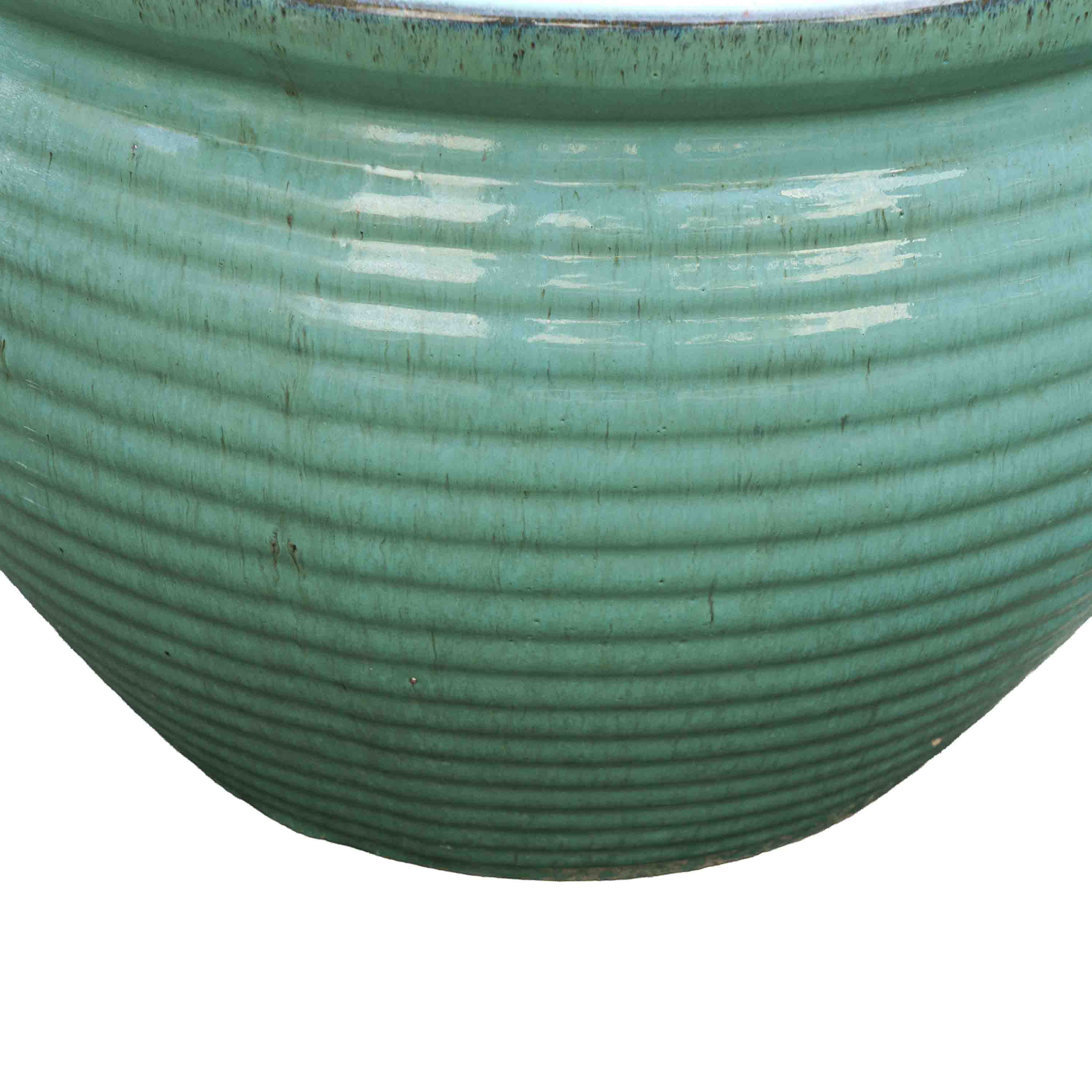 Wide Sea Green Ceramic Pot