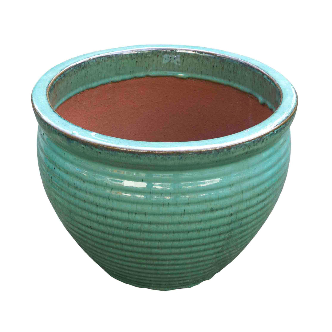 Wide Sea Green Ceramic Pot