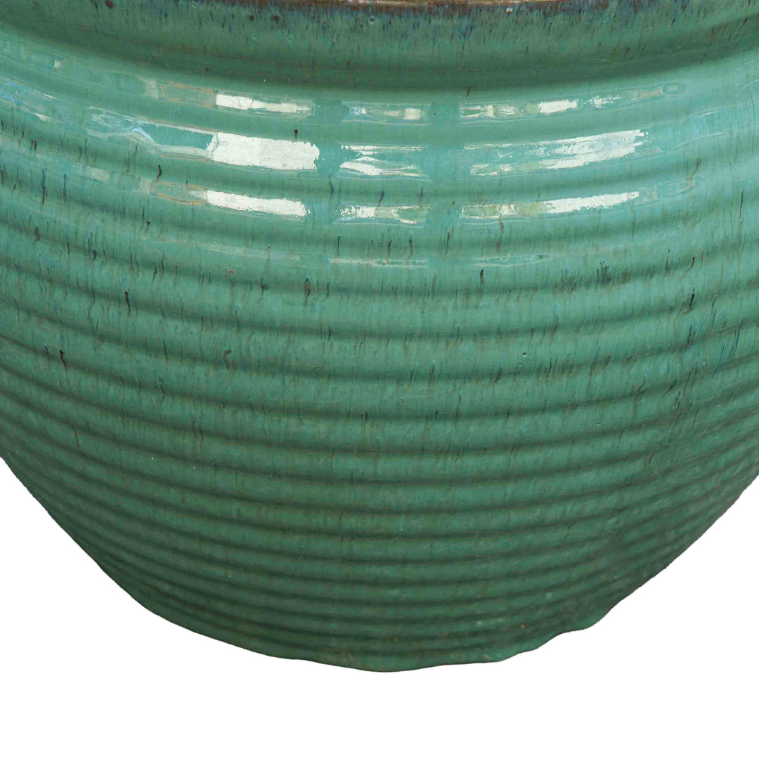 Wide Sea Green Ceramic Pot