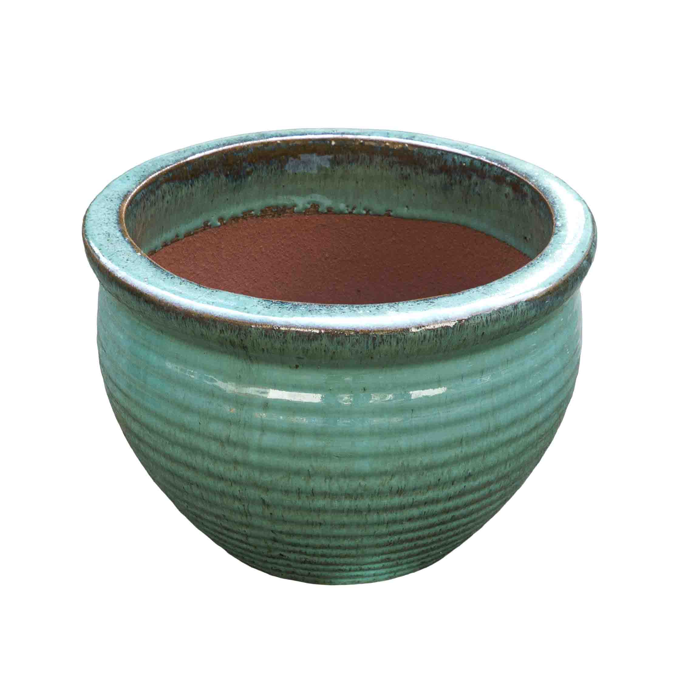 Wide Sea Green Ceramic Pot