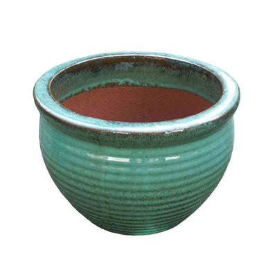 Wide Sea Green Ceramic Pot