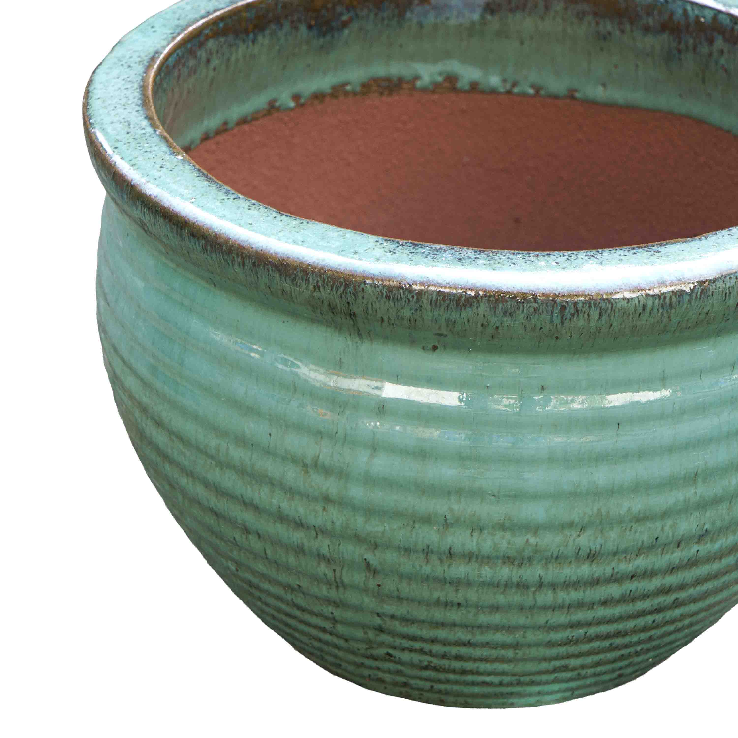 Wide Sea Green Ceramic Pot