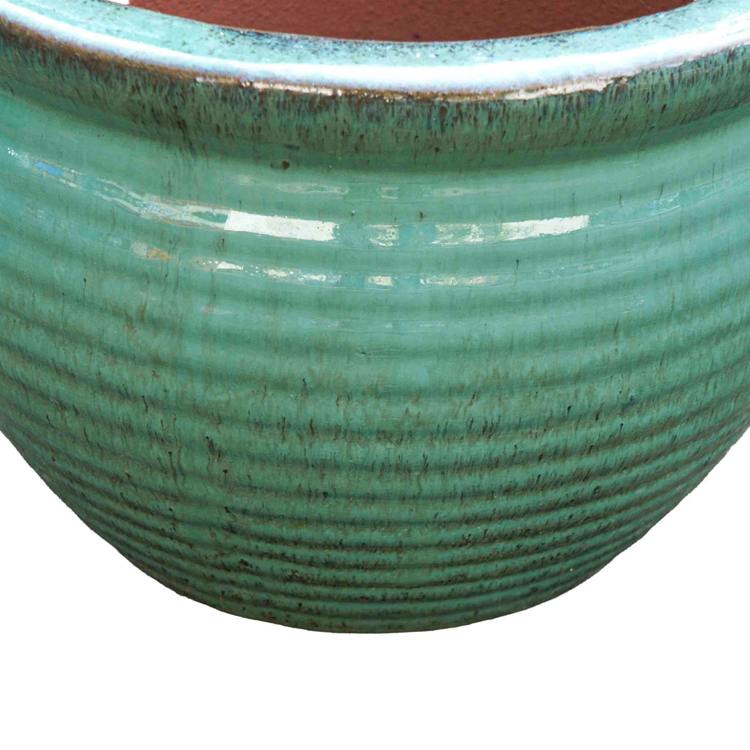 Wide Sea Green Ceramic Pot