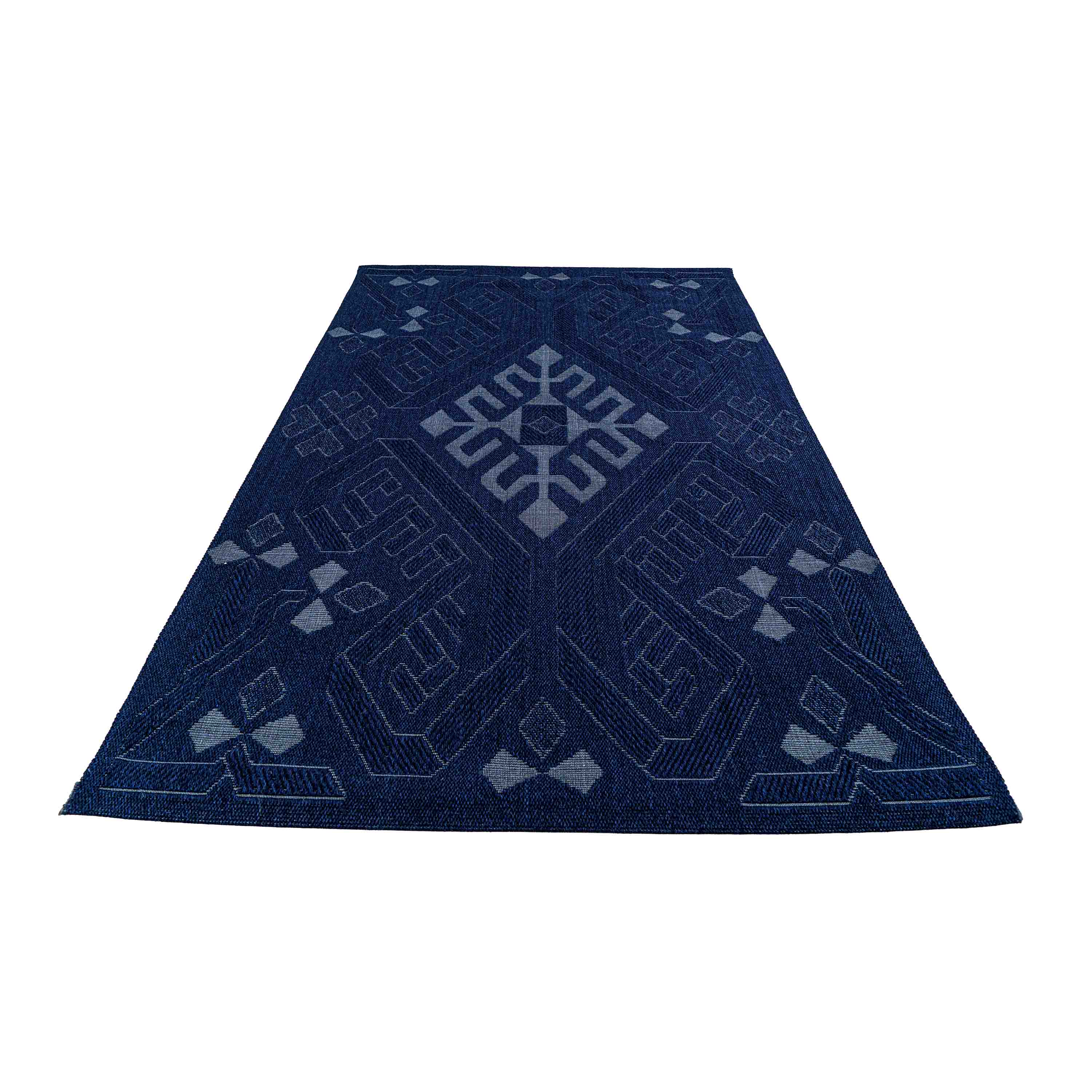 Sisal Jacquard Medallion Geo - Indigo Blue