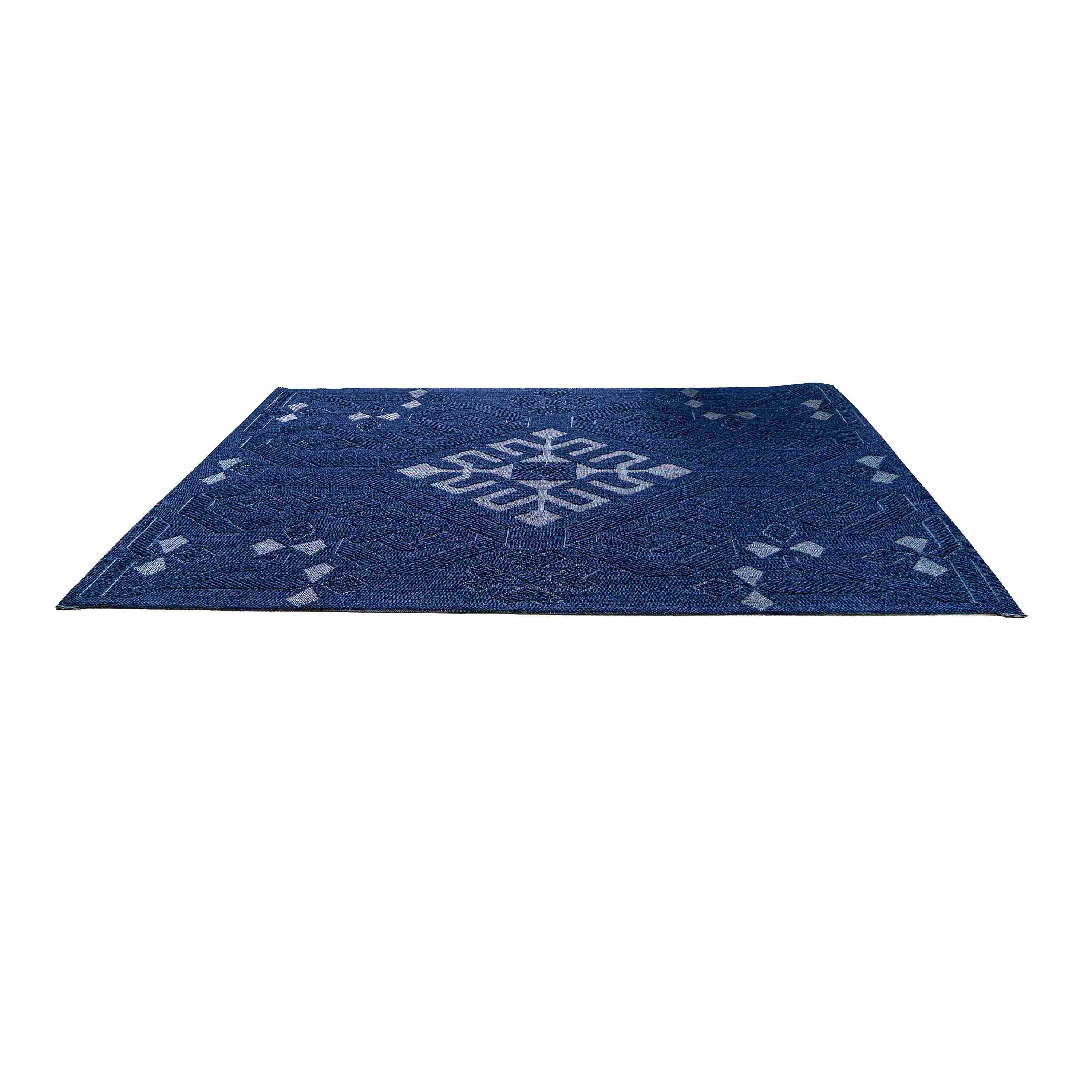 Sisal Jacquard Medallion Geo - Indigo Blue