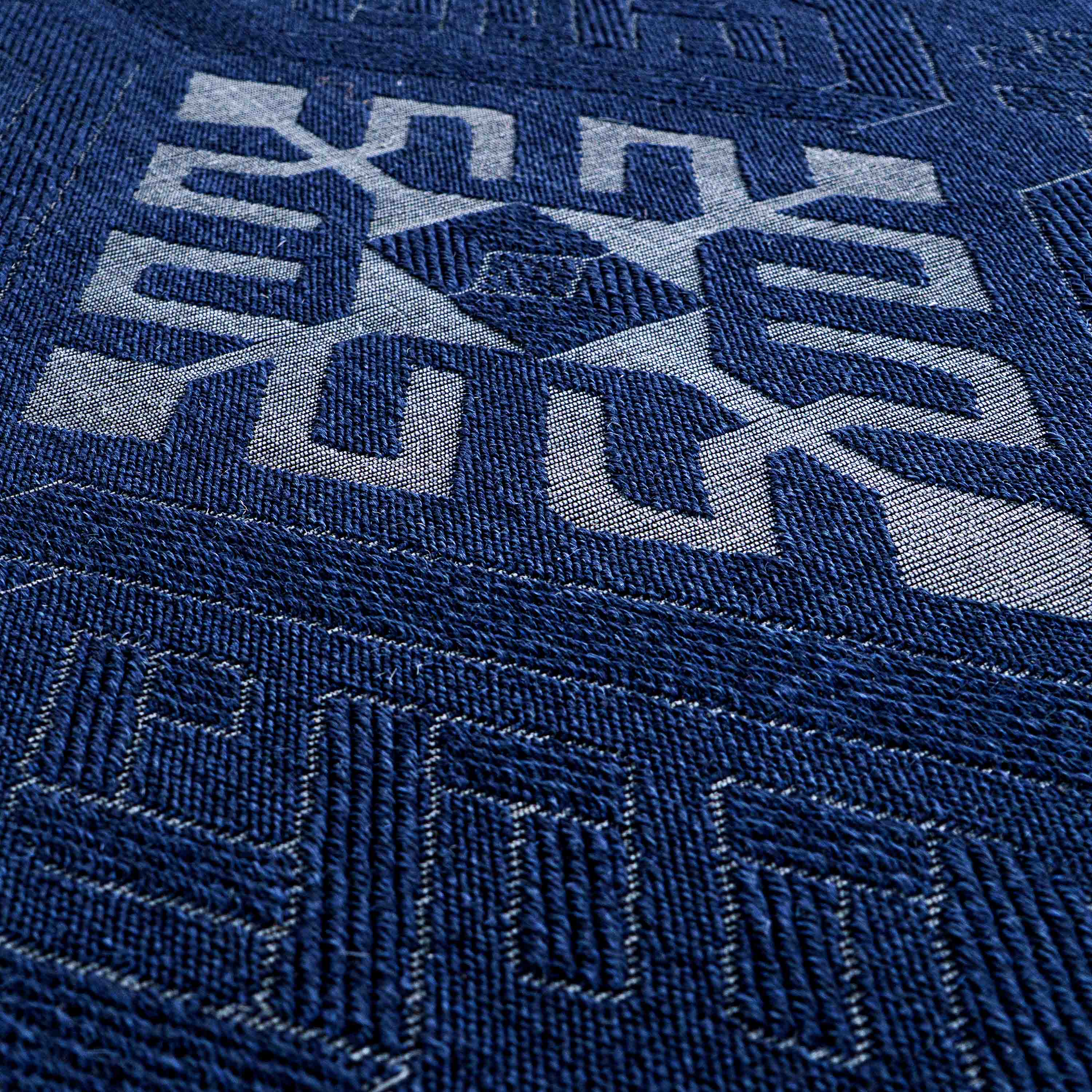 Sisal Jacquard Medallion Geo - Indigo Blue