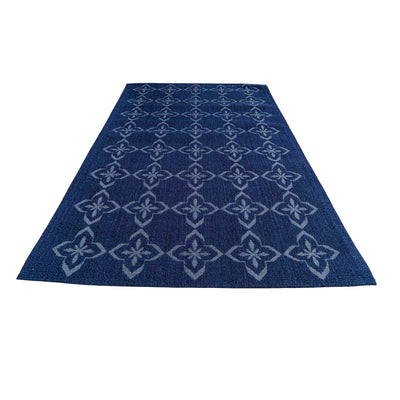 Sisal Jacquard Fleur Grid - Indigo Blue
