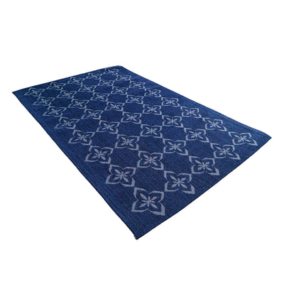 Sisal Jacquard Fleur Grid - Indigo Blue