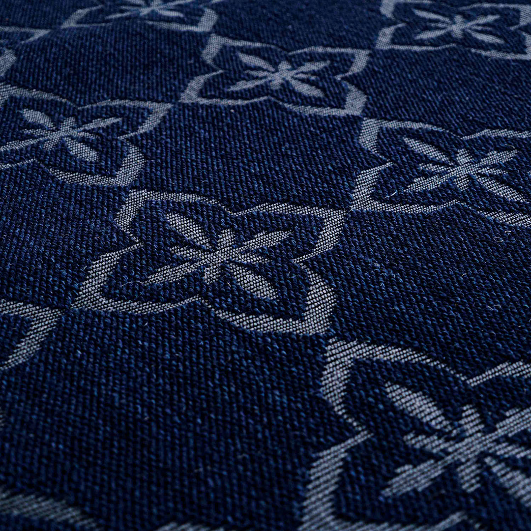 Sisal Jacquard Fleur Grid - Indigo Blue