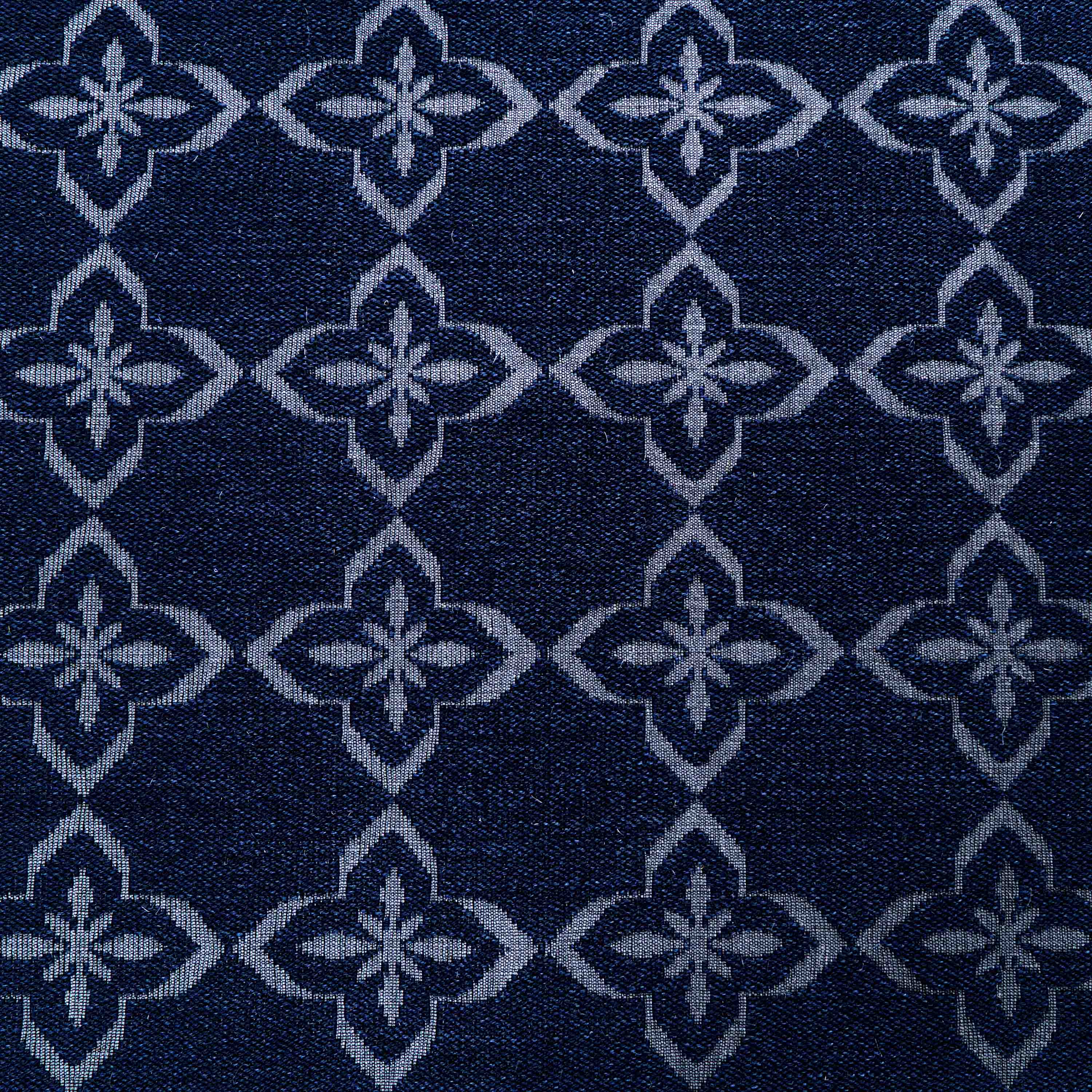 Sisal Jacquard Fleur Grid - Indigo Blue