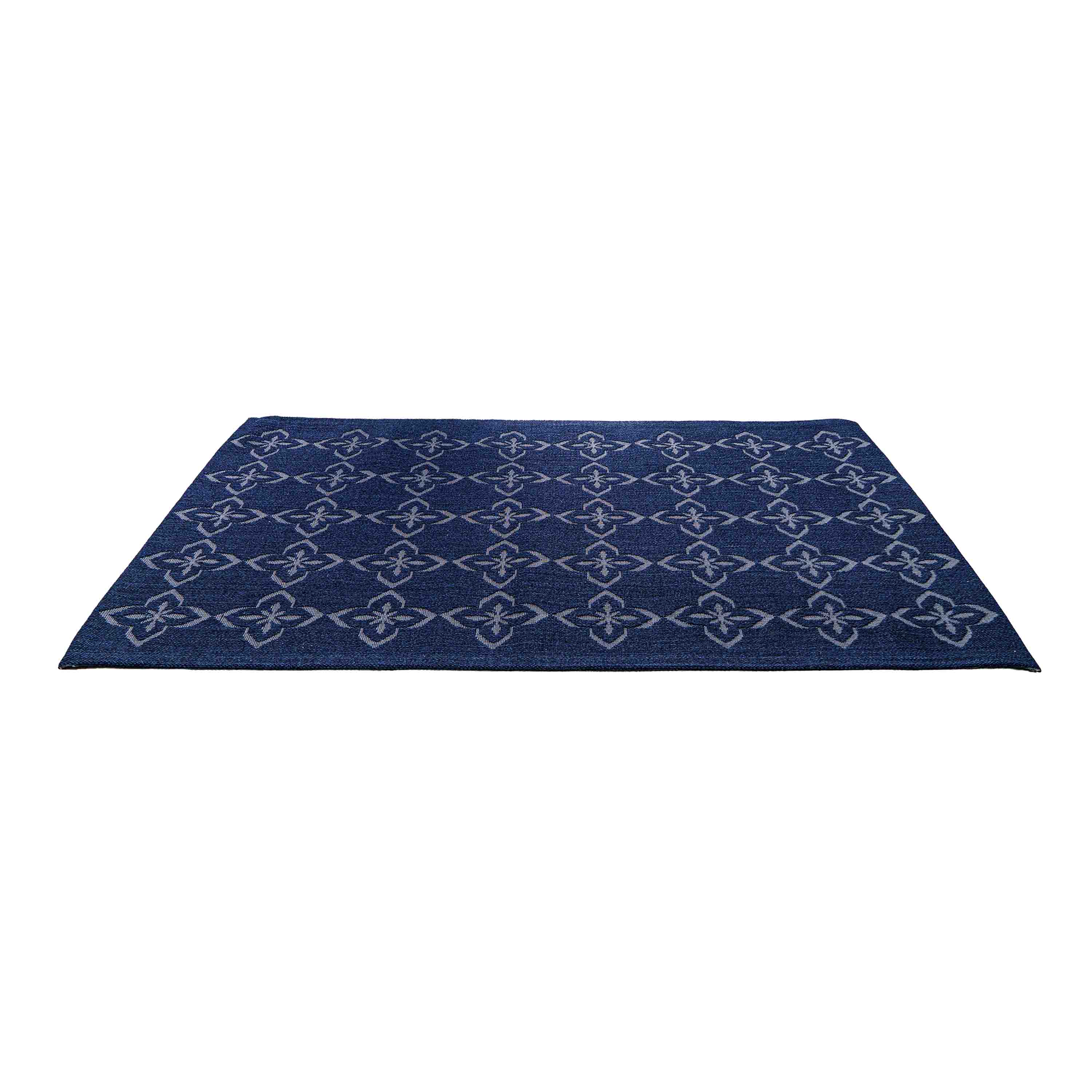Sisal Jacquard Fleur Grid - Indigo Blue
