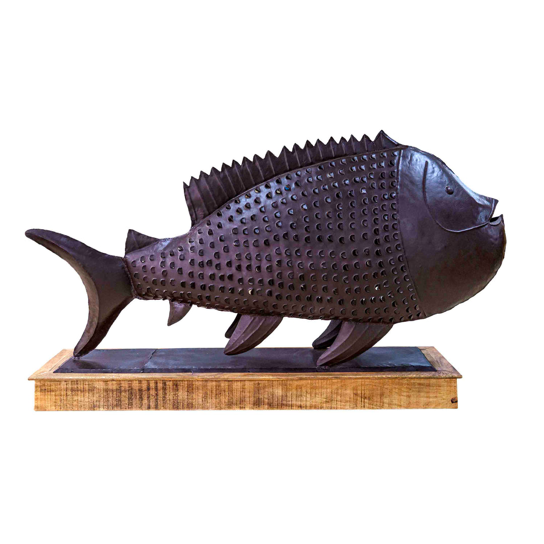 Fish Candleholder Metal Sculpture