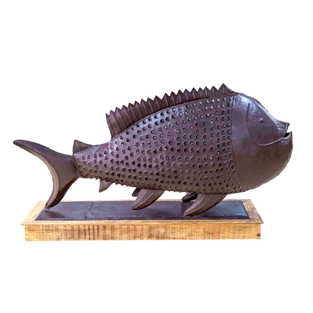 Fish Candleholder Metal Sculpture