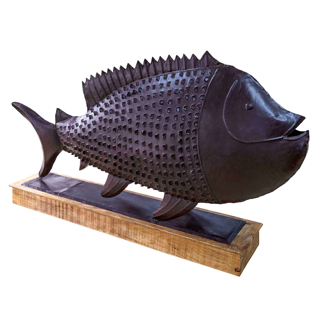 Fish Candleholder Metal Sculpture