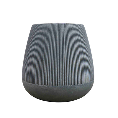 Grey wide polyresin Pot