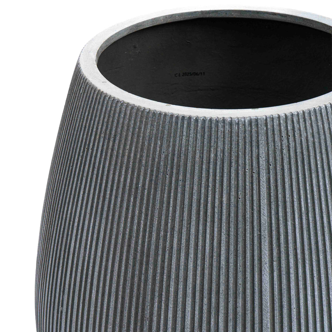Grey wide polyresin Pot