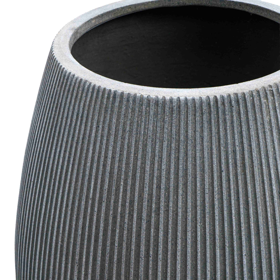 Grey wide polyresin Pot