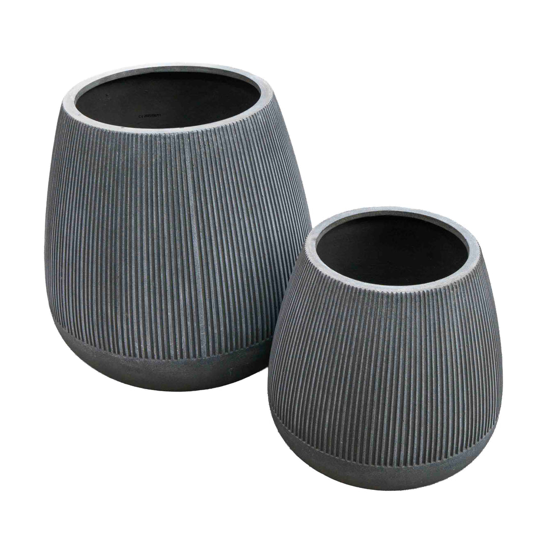 Grey wide polyresin Pot