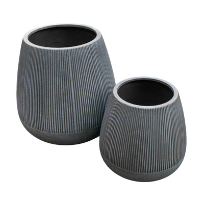 Grey wide polyresin Pot