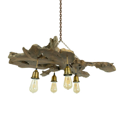 Ginous Live Edge Hanging Light with 5 Bulbs