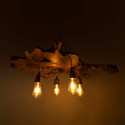 Ginous Live Edge Hanging Light with 5 Bulbs