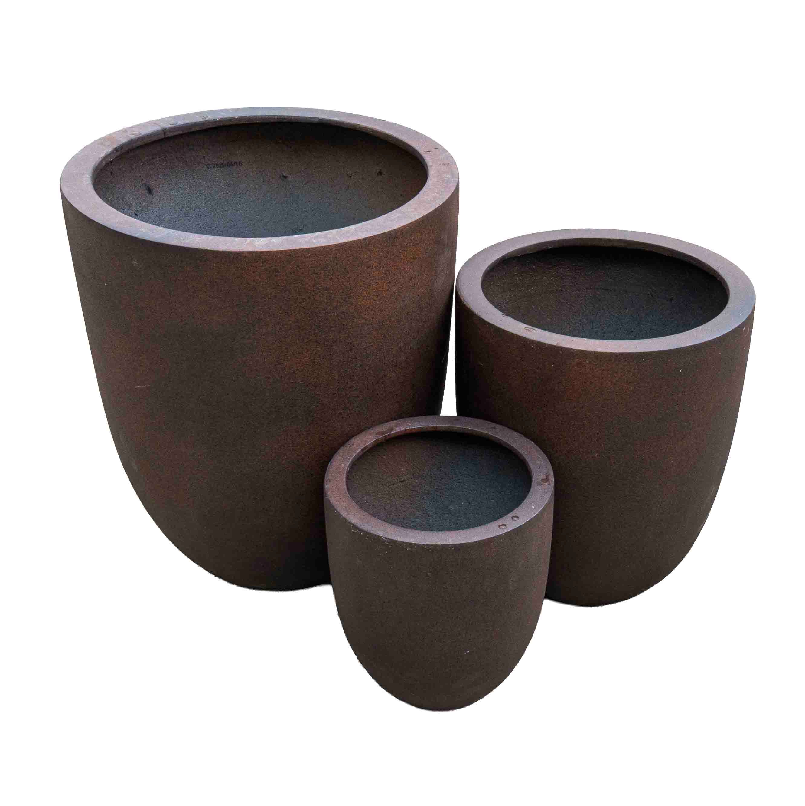 Rust Brown Tall Polyresin Pot