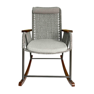 Single Seater High Back Netted Rocking Chair in Grey Rope