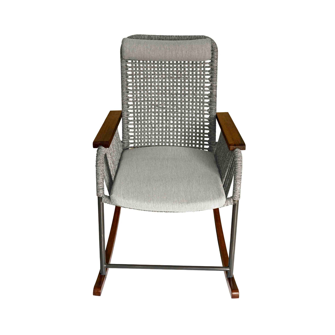 Single Seater High Back Netted Rocking Chair in Grey Rope