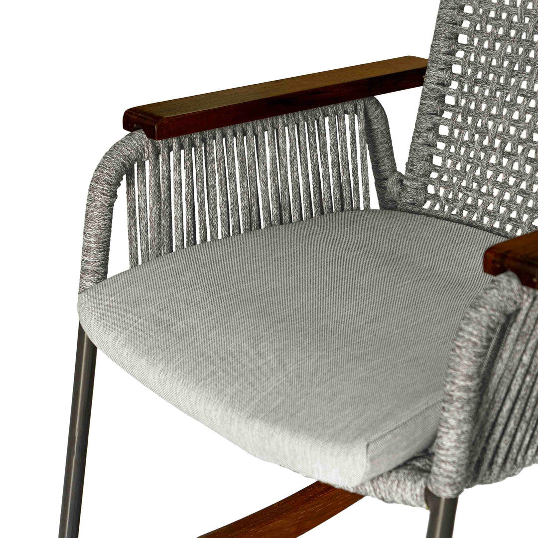 Single Seater High Back Netted Rocking Chair in Grey Rope
