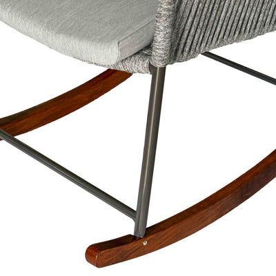 Single Seater High Back Netted Rocking Chair in Grey Rope