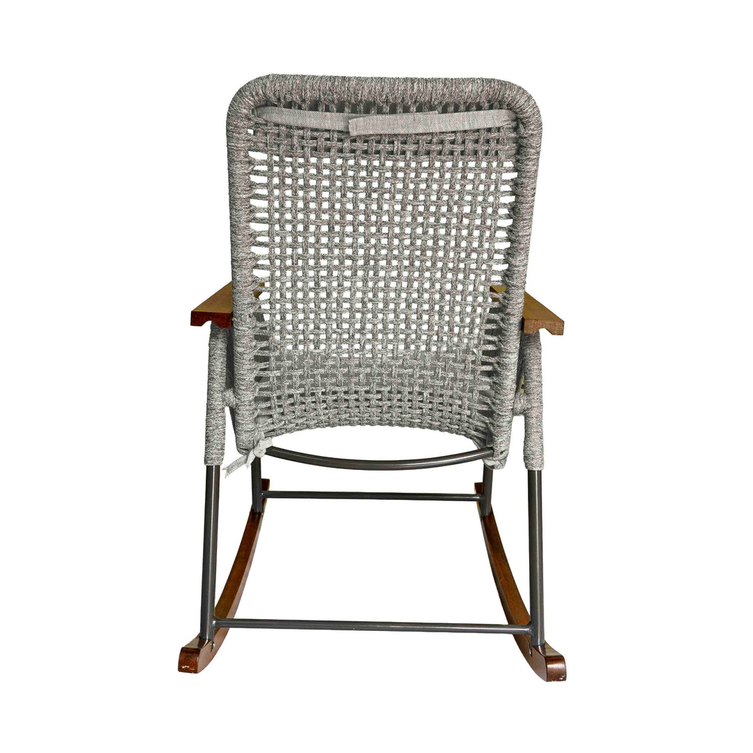 Single Seater High Back Netted Rocking Chair in Grey Rope