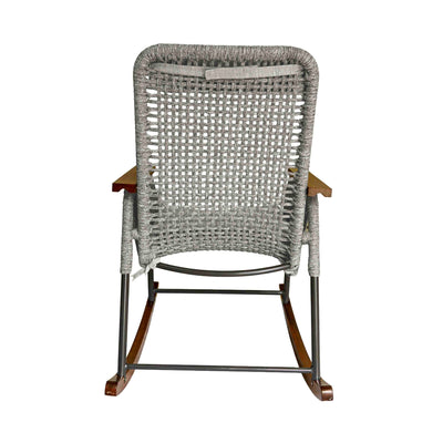 Single Seater High Back Netted Rocking Chair in Grey Rope