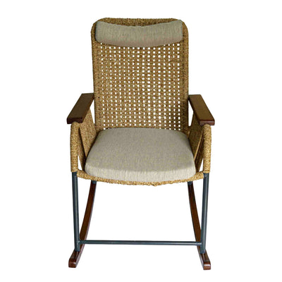 Single Seater High Back Netted Rocking Chair in Beige Rope