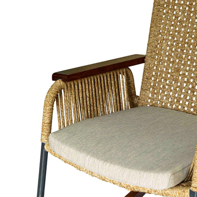Single Seater High Back Netted Rocking Chair in Beige Rope