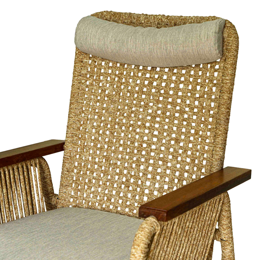 Single Seater High Back Netted Rocking Chair in Beige Rope