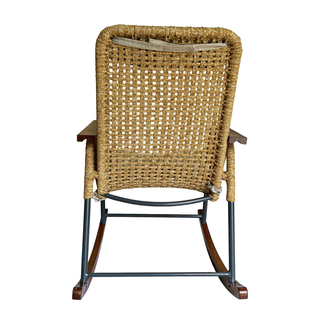 Single Seater High Back Netted Rocking Chair in Beige Rope