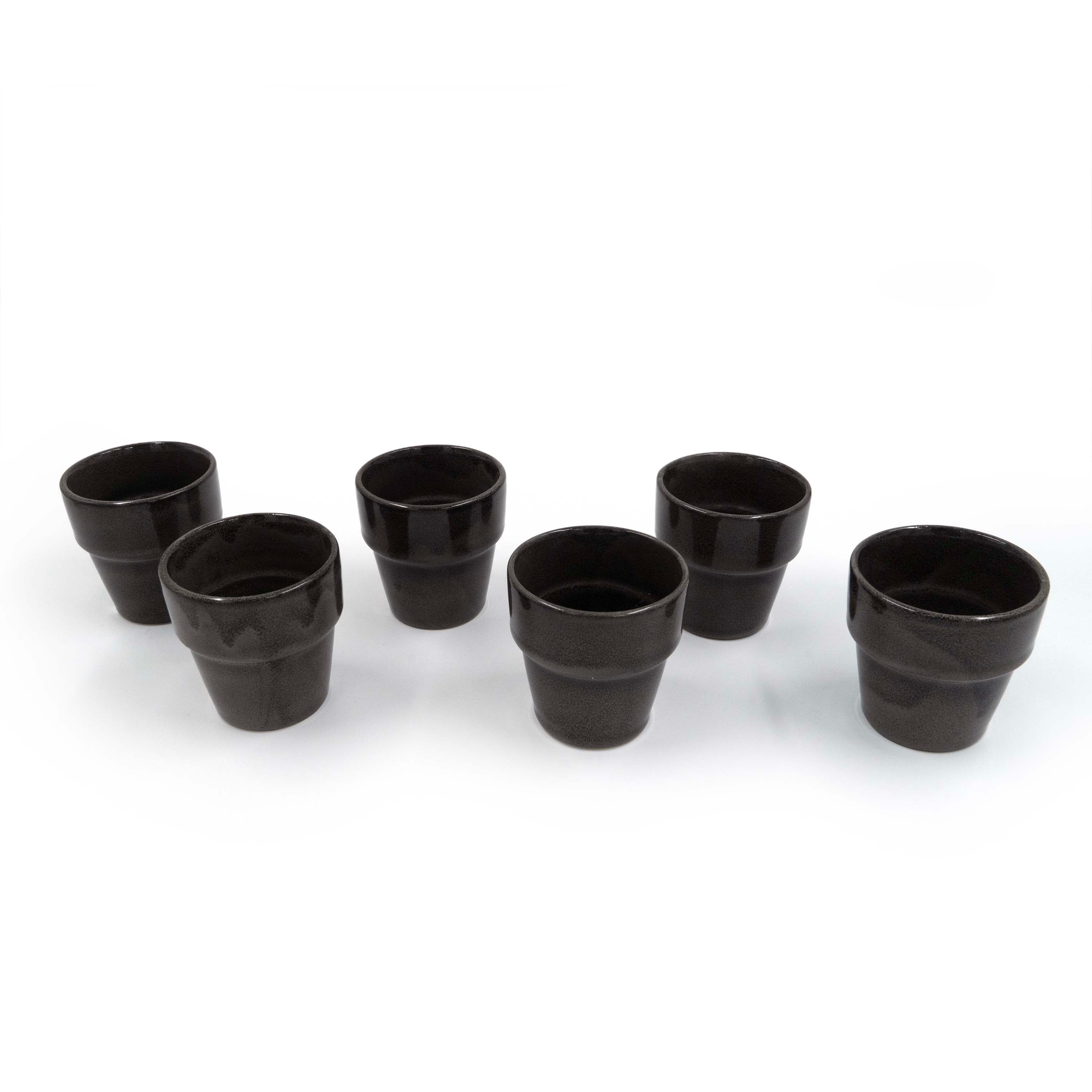 Grey Collar Kulhad - Set of 6