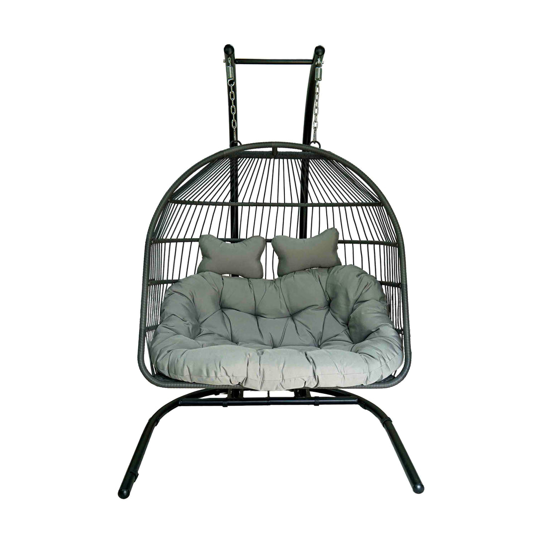Rustic Charm Polyrattan Swing with Cushion