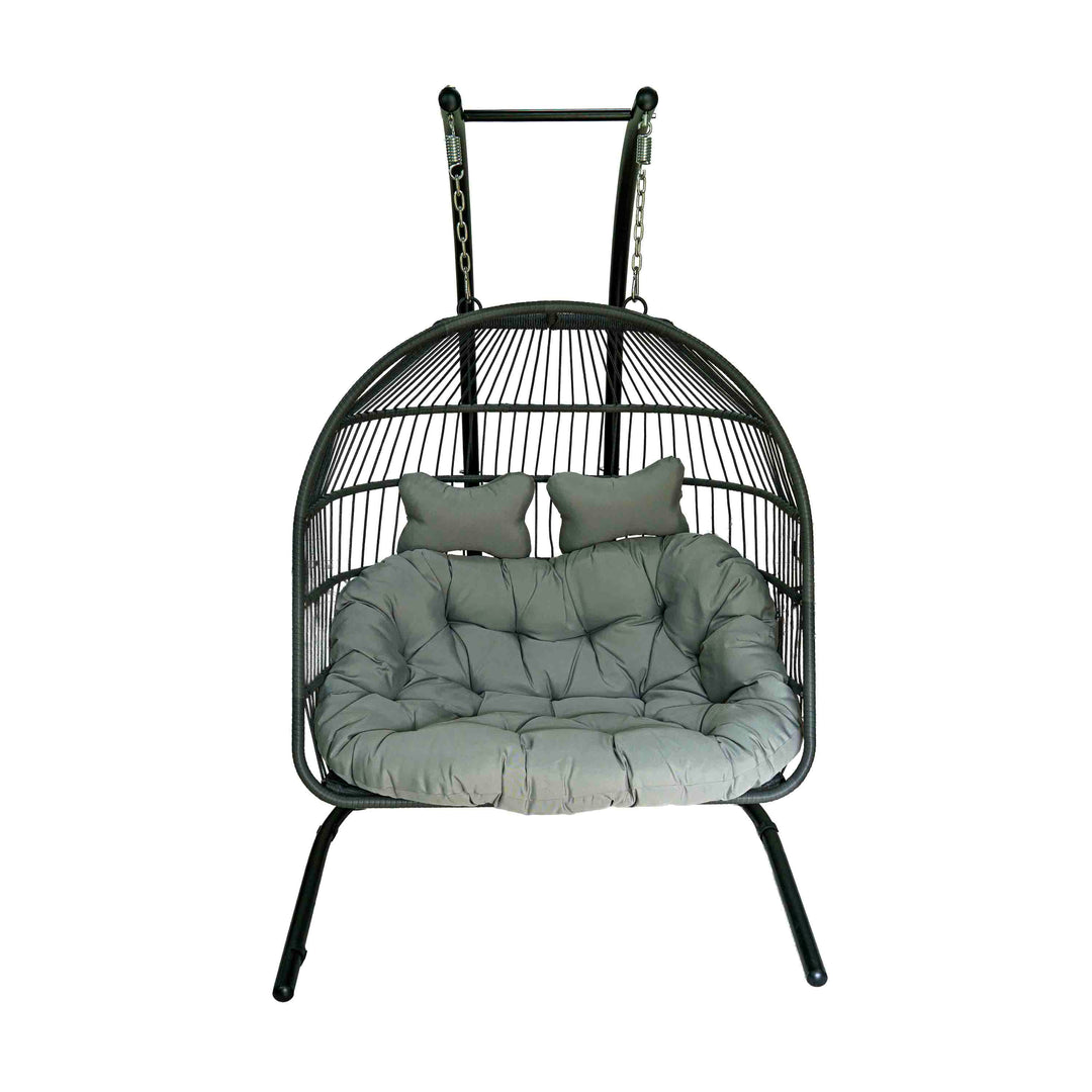 Rustic Charm Polyrattan Swing with Cushion