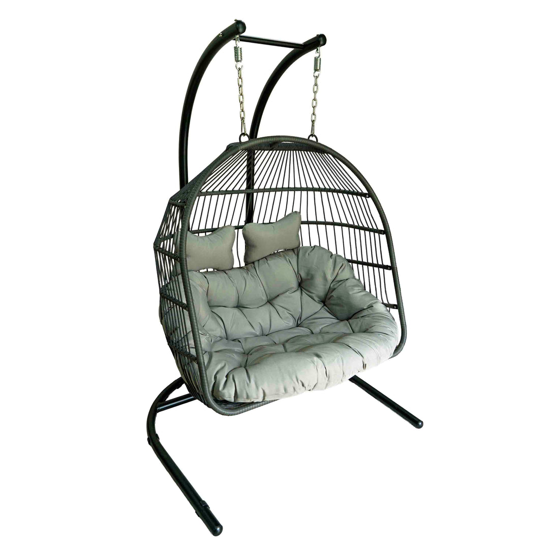 Rustic Charm Polyrattan Swing with Cushion