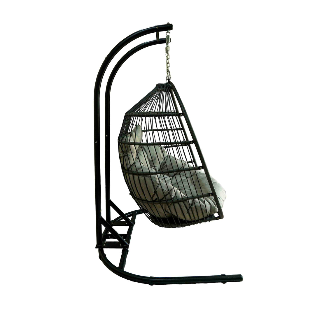 Rustic Charm Polyrattan Swing with Cushion