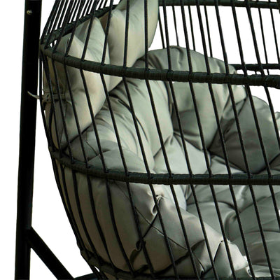 Rustic Charm Polyrattan Swing with Cushion