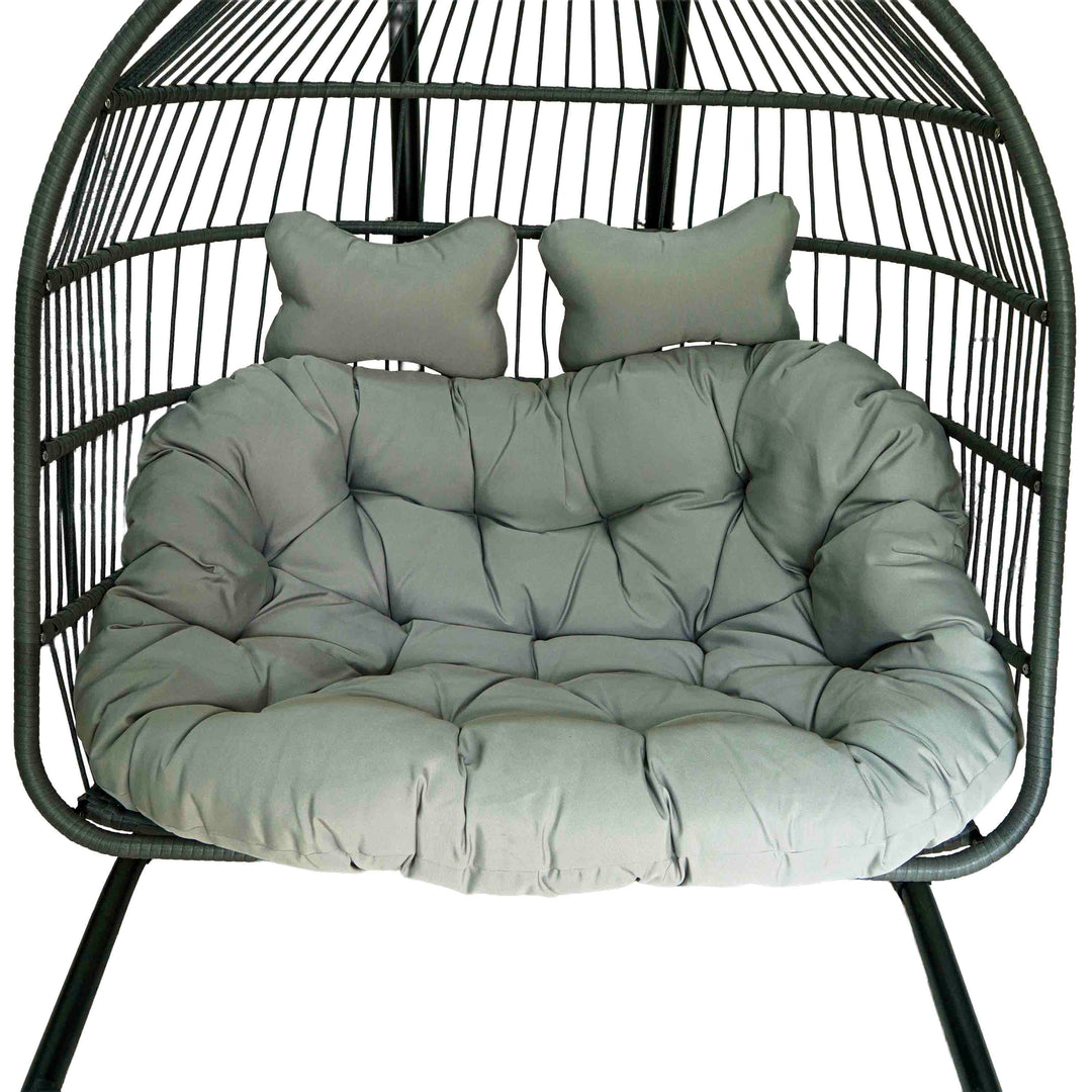 Rustic Charm Polyrattan Swing with Cushion