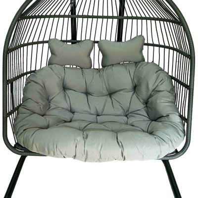 Rustic Charm Polyrattan Swing with Cushion