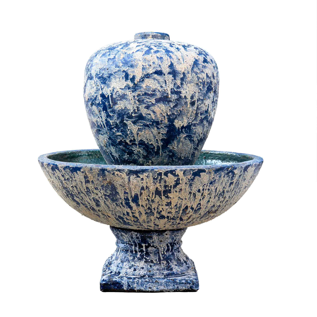 Ceramic Fountain With Base Blue