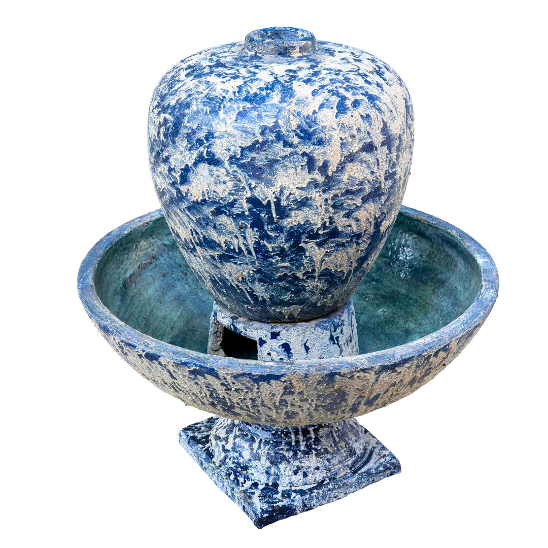 Ceramic Fountain With Base Blue