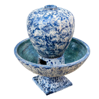 Ceramic Fountain With Base Blue