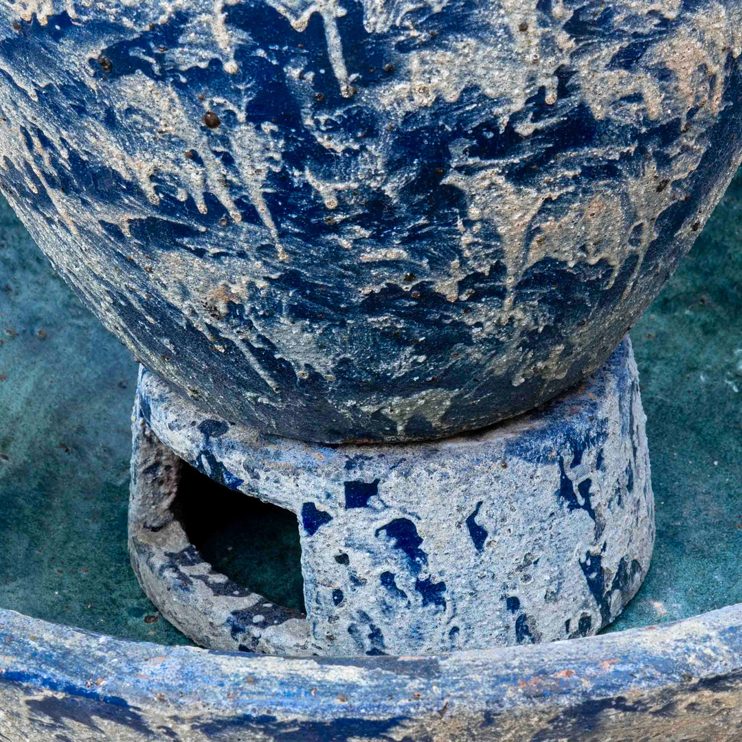 Ceramic Fountain With Base Blue