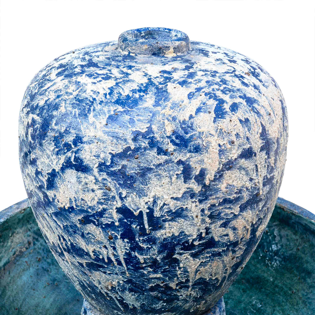 Ceramic Fountain With Base Blue